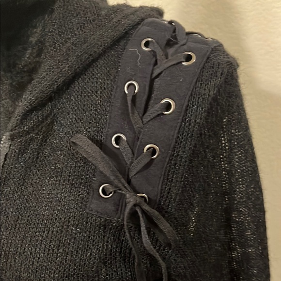 Tripp NYC Black Bomber Jacket with Lace Detailing - Picture 3 of 6